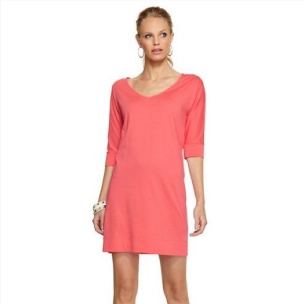 Lilly Pulitzer Eliza Knit Dress Watermelon Pink 3/4 Sleeves V Neck Women’s Small